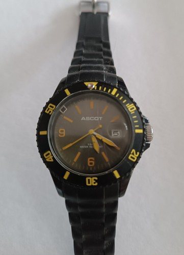 Ascot armbanduhr schwarz gelb - ascot,